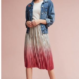 Metallic Ombré Midi Pleated Skirt